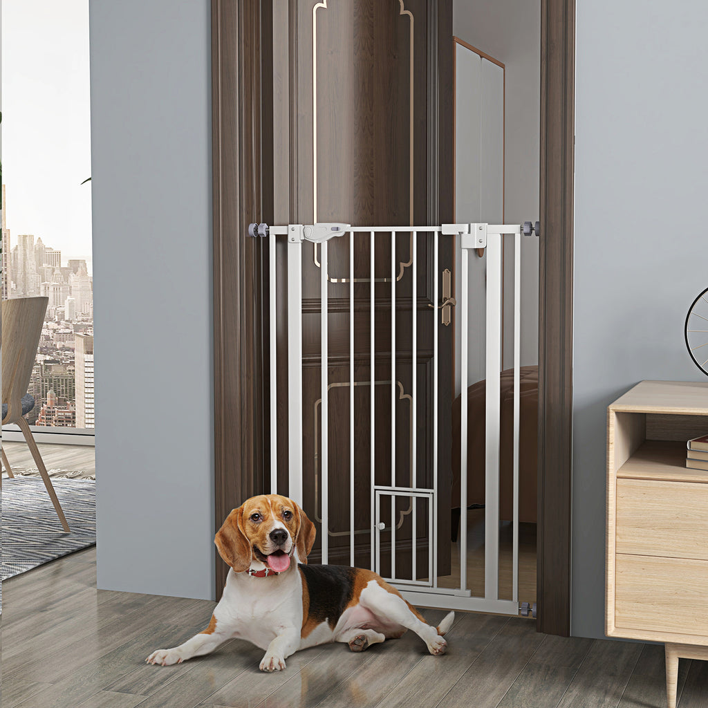 Barrière de sécurité animaux de 104H cm avec porte fermeture automatique système de double verrouillage sans percage-9