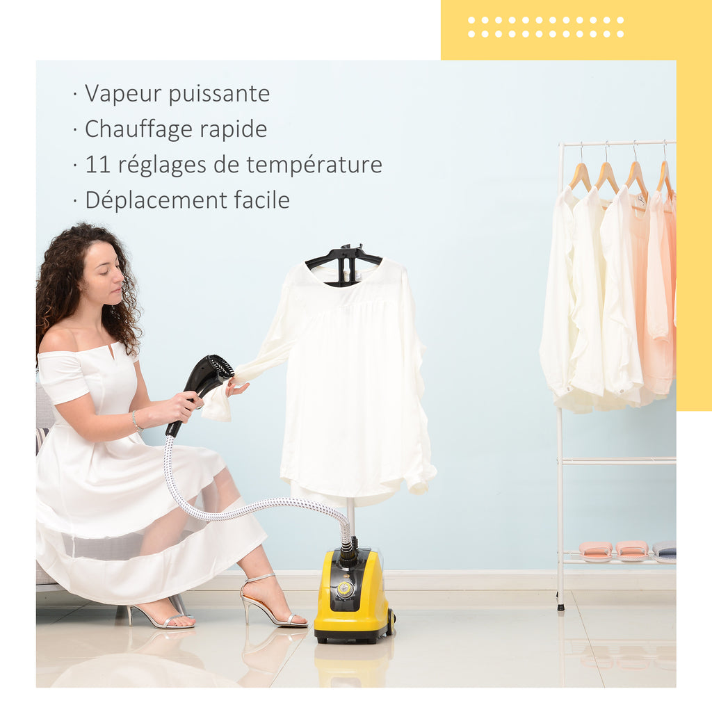 Défroisseur vapeur vertical défroisseur à vêtements 1,4 L 1950 W débit vapeur 32g/min tige telescopique jaune noir-5