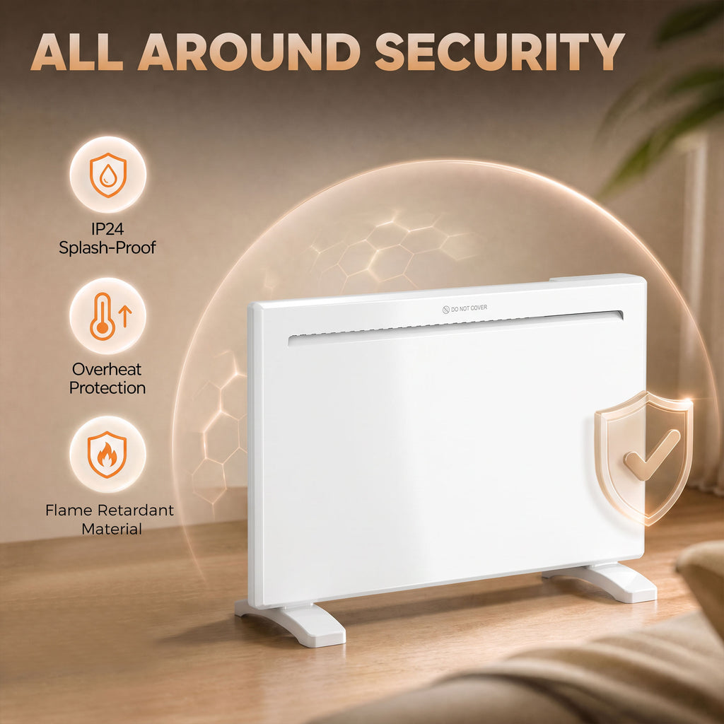 Radiateur Électrique 1500 W Connecté WiFi Sur Pied ou Mural, Commandes Vocales, 4 Modes, Écran LED, 70x21,5x43,5cm Blanc-7