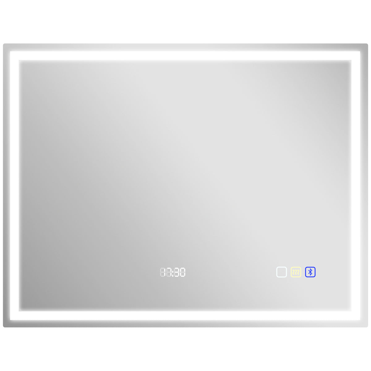 Miroir salle de bain LED bluetooth 90 x 70 cm interrupteur tactile lumière réglable 3 couleurs anti-buée mémoire argent-0