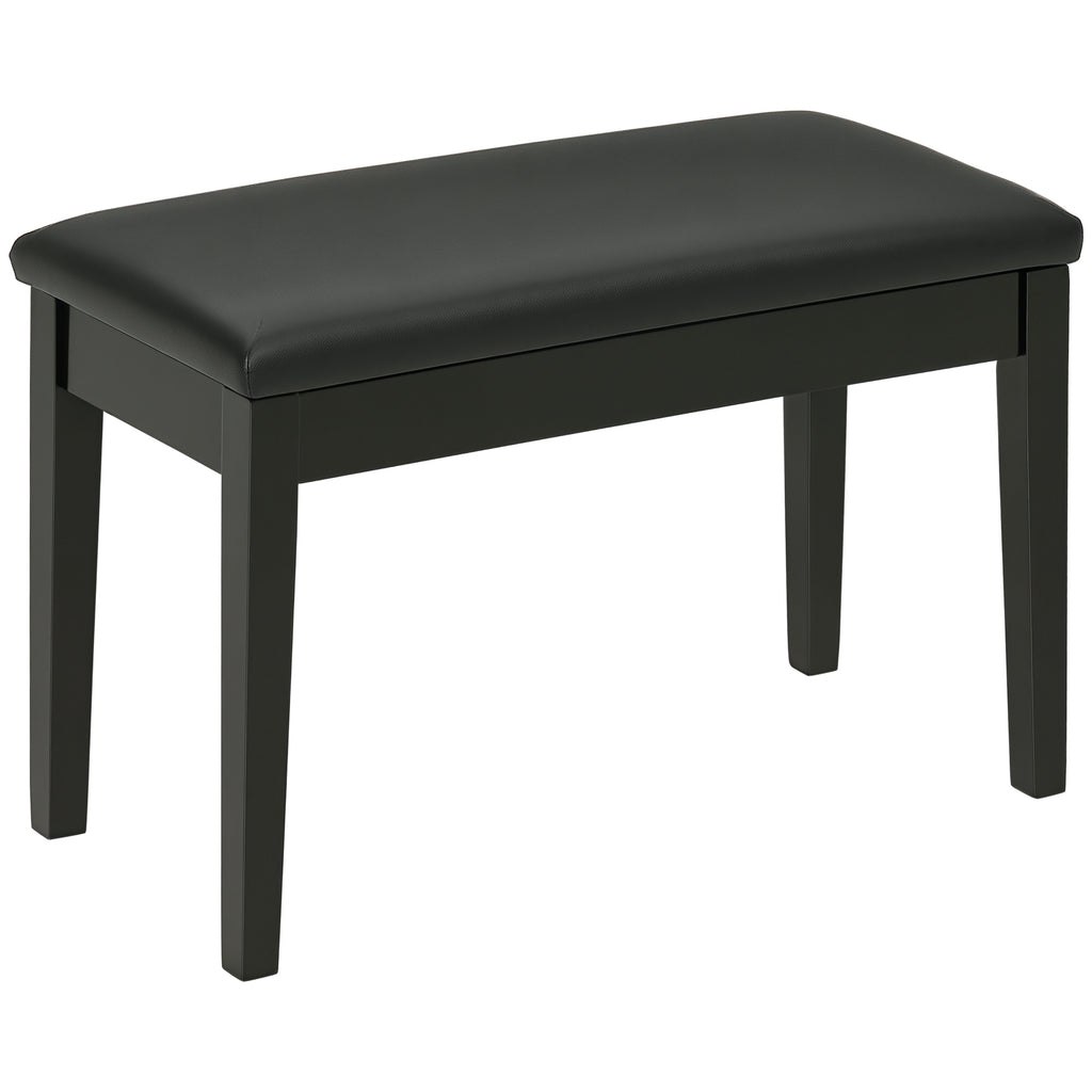 Banc pour piano avec assise rembourrée pieds en bois massif revêtement synthétique 75 x 35 x 49 noir-0