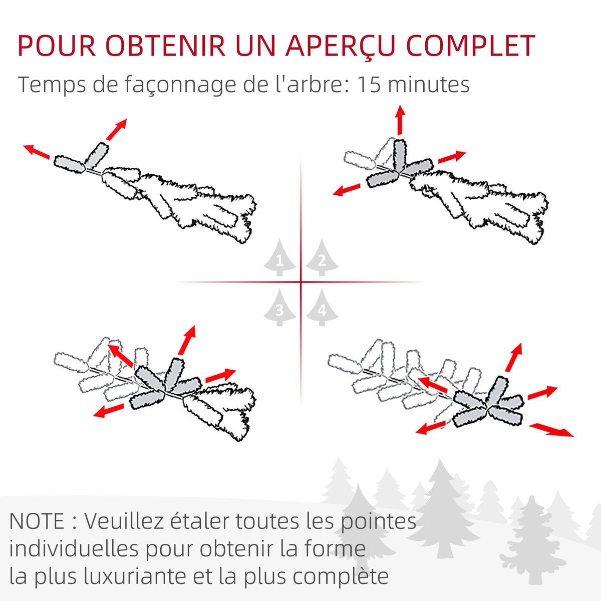 Sapin de Noël Artificiel 180 cm arbre de Noël lumineux LED blanc chaud 872 branches base en métal - vert-7