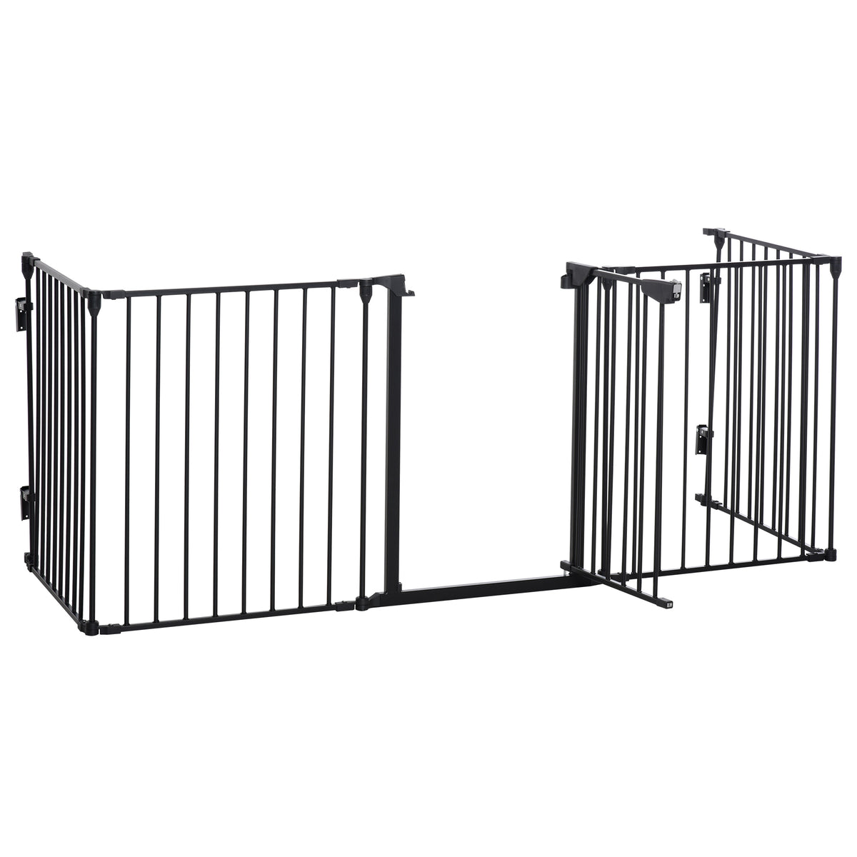 Barrière de sécurité parc enclos chien modulable pliable porte intégrée 300L max. x 74,5H cm métal PP noir-0