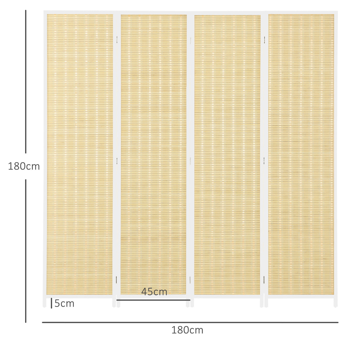 Paravent en bois séparateur de pièce closion de séparation pliable 4 panneaux 180 x 180 cm bois naturel-2
