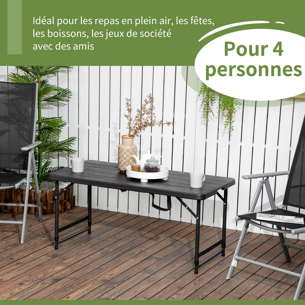 Table de jardin rectangulaire pliable camping pour 4 personnes hauteur réglable 118 x 60 x 74 cm-3