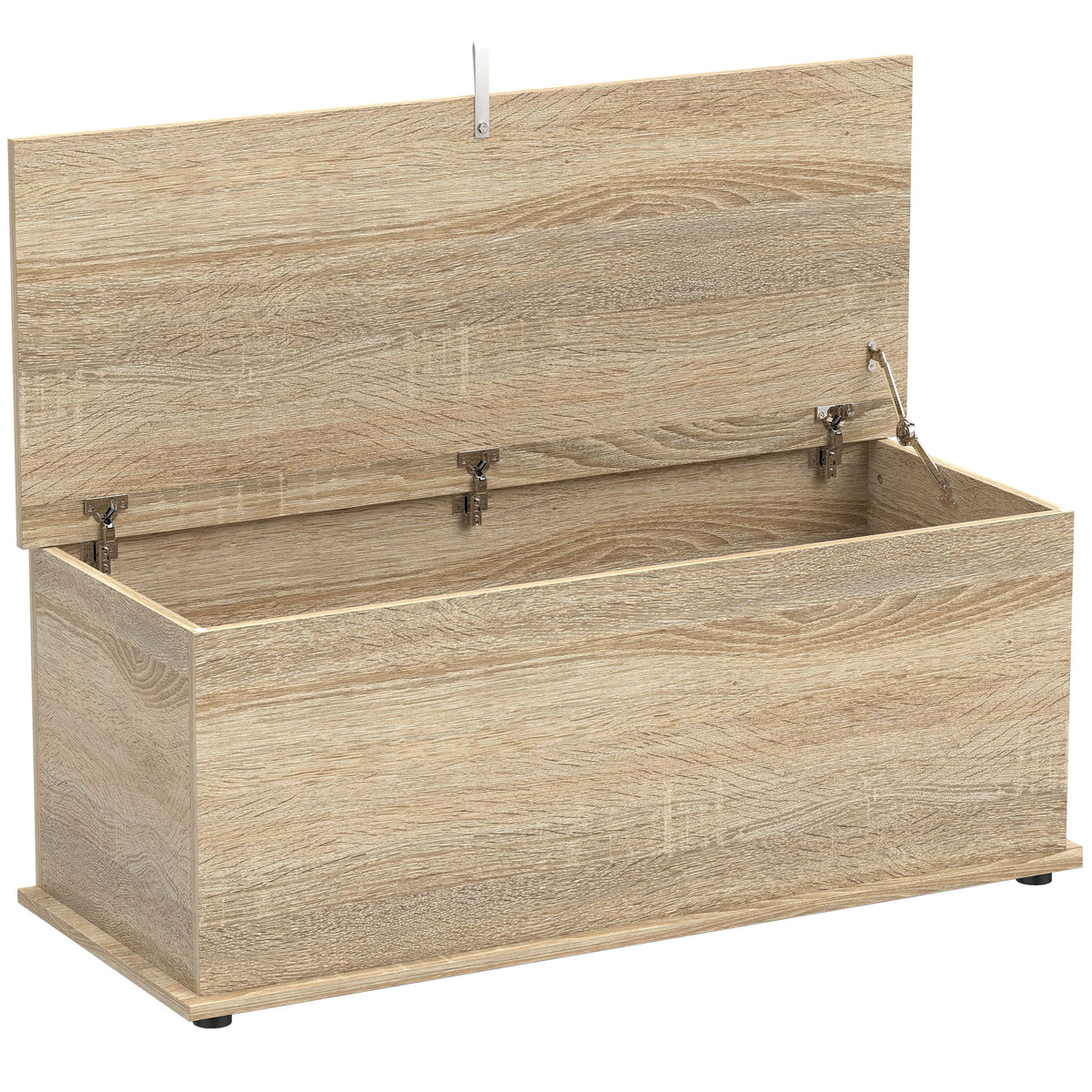 Coffre de rangement, banc de rangement avec couvercle rabattable et charnières de sécurité, 100 x 40 x 40 cm, naturel-0