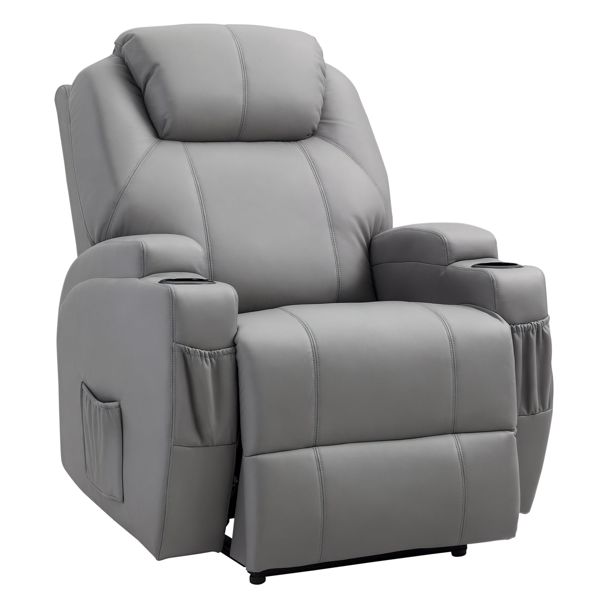 Fauteuil de Massage Inclinable, Chaise de Relaxation avec dossier et repose-pied électrique réglables revêtement synthétique pour Salon, Chambre, Cinéma Maison Gris-0
