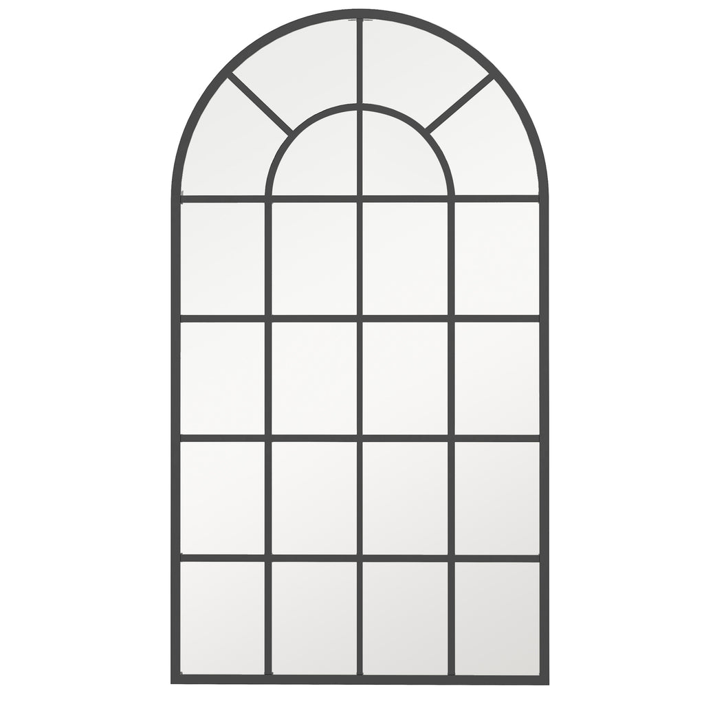 Miroir verrière arche style industriel fenêtre arcade métal 110 x 65 cm noir-0