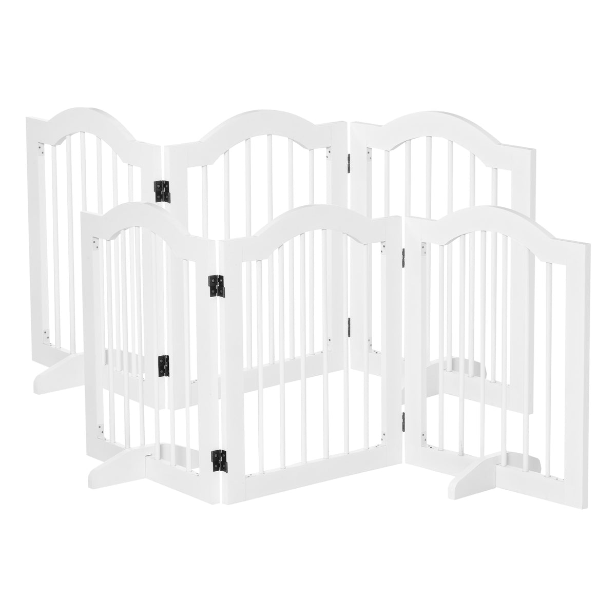 Lot de 2 barrières de sécurité barrière modulable pliable pour animaux de compagnie pied de support 154,5 x 61 cm blanc-0