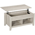 Table basse plateau relevable, table de salon avec étagères et compartiment caché,105 x 50 x 49-62,5 cm pour salon, chambre, aspect chêne clair-0