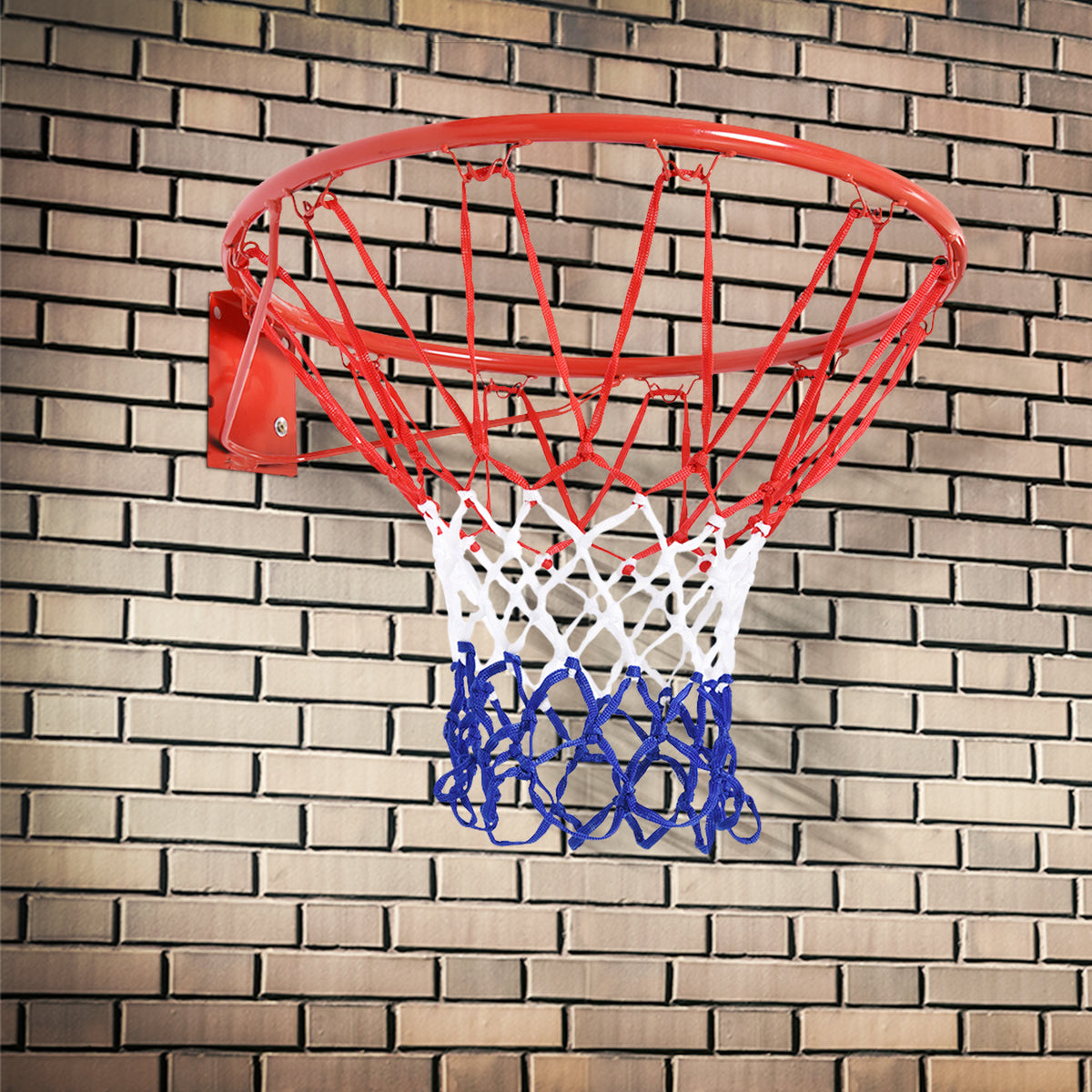 Panier de basket, anneau de basketball avec filet, suspendu mural intérieur et extérieur,  Ø 46 x 46 cm, rouge-1