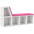 Bibliothèque banc 2 en 1 avec 5 compartiments de rangement et 2 coussins 108 x 30 x 60 cm blanc rose-0