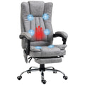 Fauteuil de bureau massant et chauffant, chaise de bureau, chaise ergonomique avec hauteur réglable, dossier inclinable, repose-pied et télécommande filaire, pivotant à 360°, gris-0