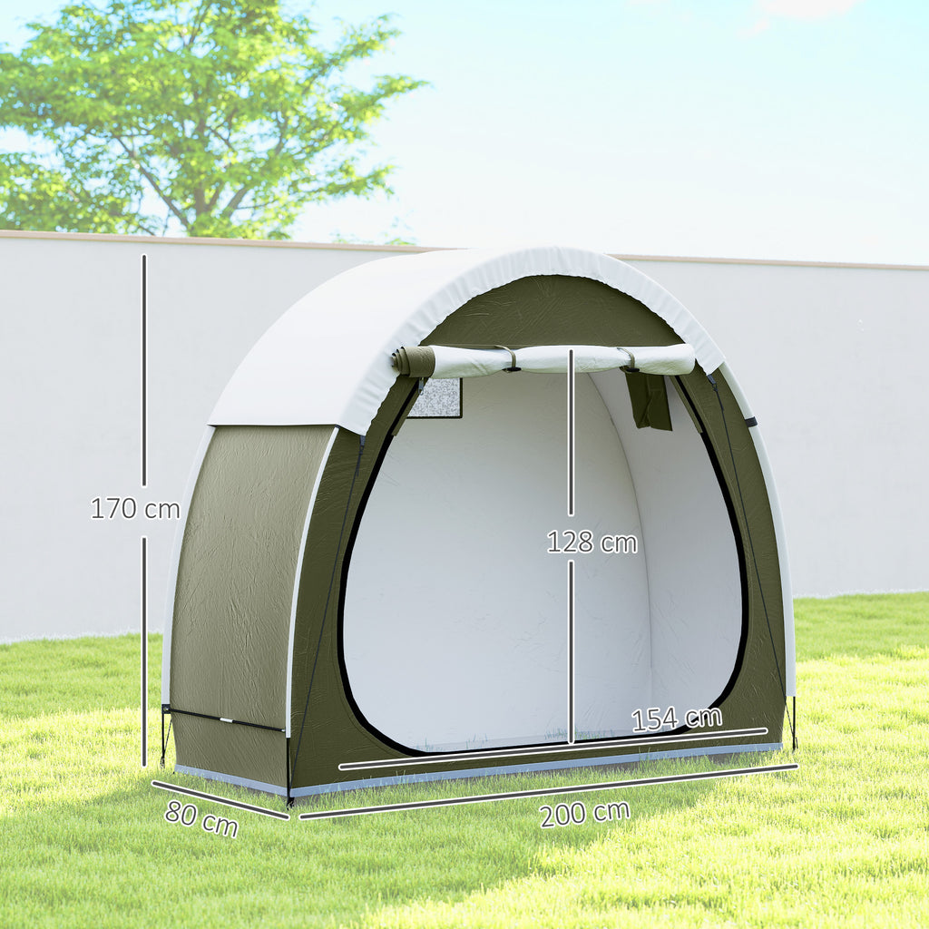 Tente à Vélo Abri de Vélo Portable pour 2 Vélos Imperméable avec poche sac transport Tissu Oxford 200 x 80 x 170 cm vert-2
