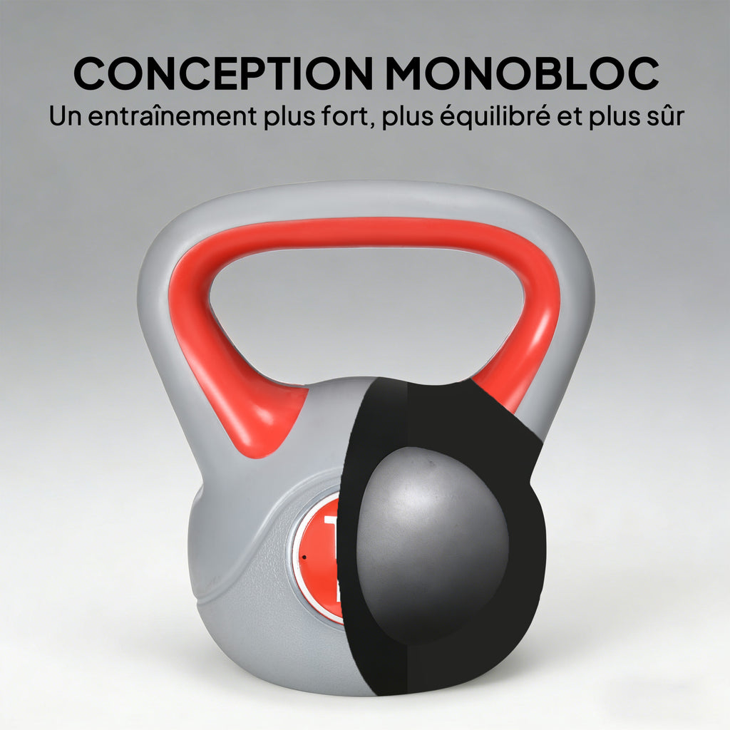 Kettlebell 14 kg, haltère avec poignée ergonomique, haltère à boule, musculation, entraînement, 26 x 18 x 32 cm, rouge-6