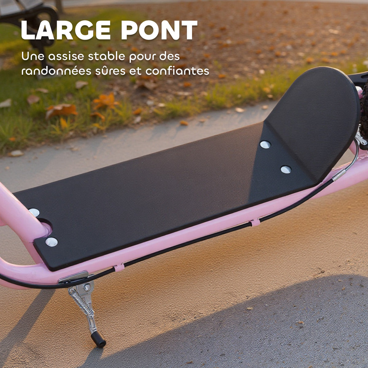 Trottinette patinette Enfant à partir de 5 Ans Grands pneus Guidon réglable poignées Freins et béquille Acier Rose-6