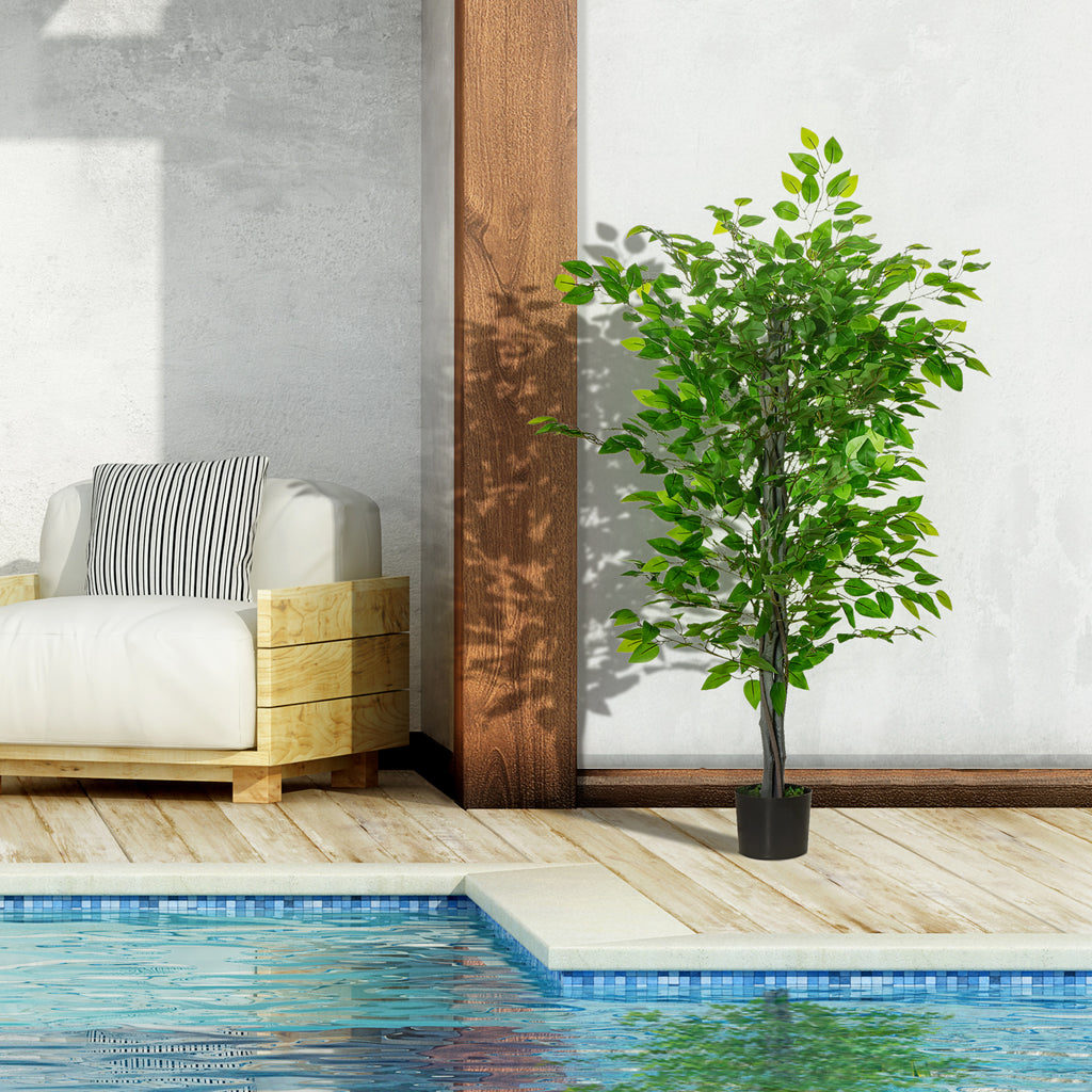 Arbre Artificiel Plante Artificielle ficus H.1,35 m Tronc Branches Liane Lichen Feuilles Grand réalisme Pot Inclus-3