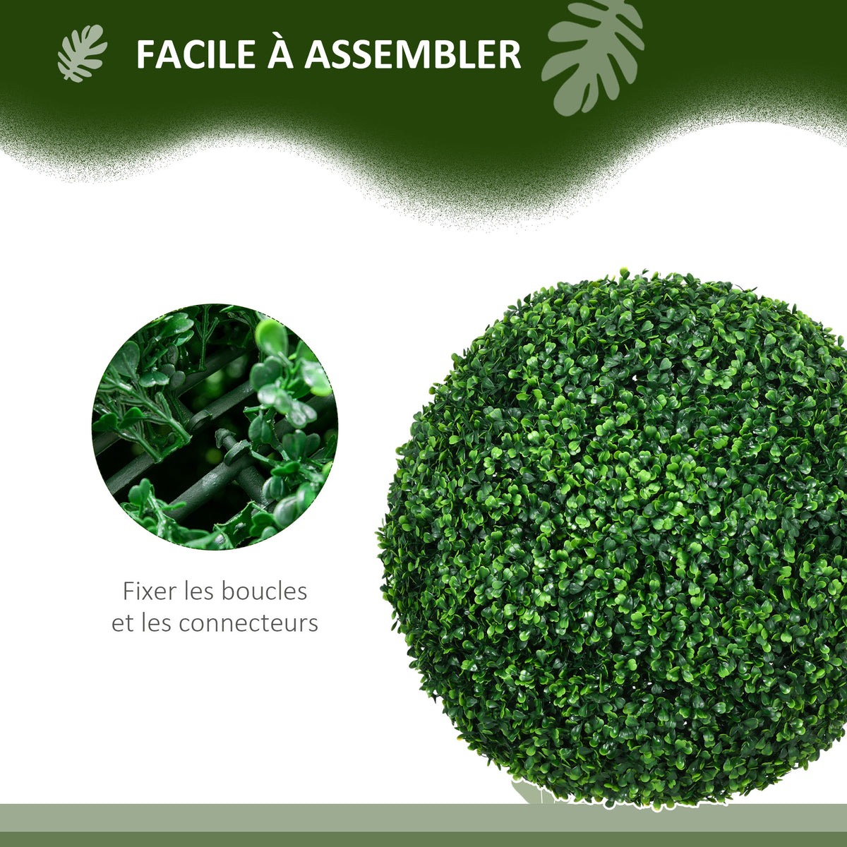 Lot de 2 boules de buis artificielles de 50 cm décoration pour intérieur ou extérieur vert-4