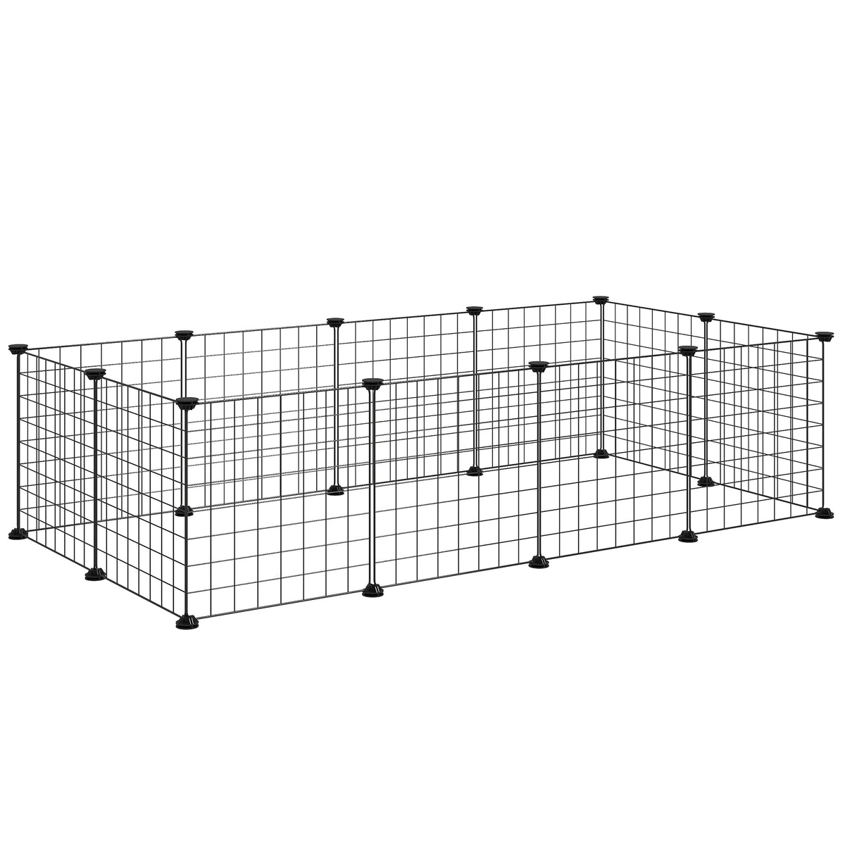Cage parc enclos pour animaux domestiques L 106 x l 73 x H 36 cm bords arrondis fil métallique noir-0