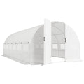 Serre Tunnel de Jardin 18m², Serre de Jardin Tunnel avec Porte et 12 Fenêtres avec Moustiquaires, 295x597x200cm, Blanc-0