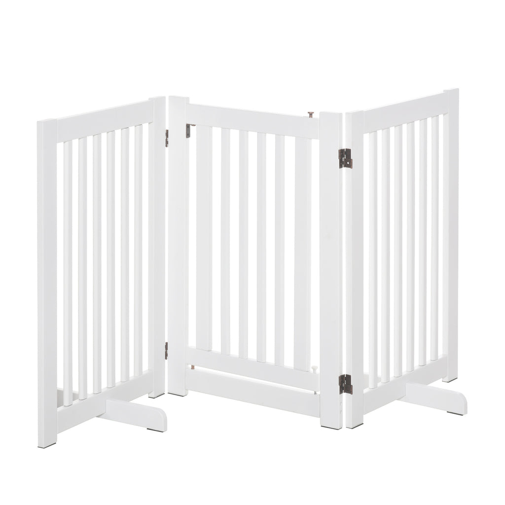 Barrière de sécurité chien barrière modulable pliable avec porte verrouillable intégrée 155 x 35,5 x 76 cm MDF blanc-0