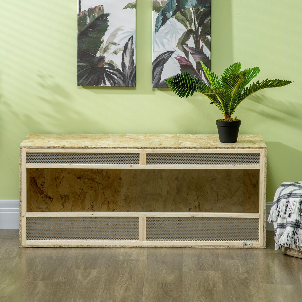 Terrarium en bois OSB pour reptiles avec porte coulissante en verre - 120 x 50 x 50 cm naturel-7