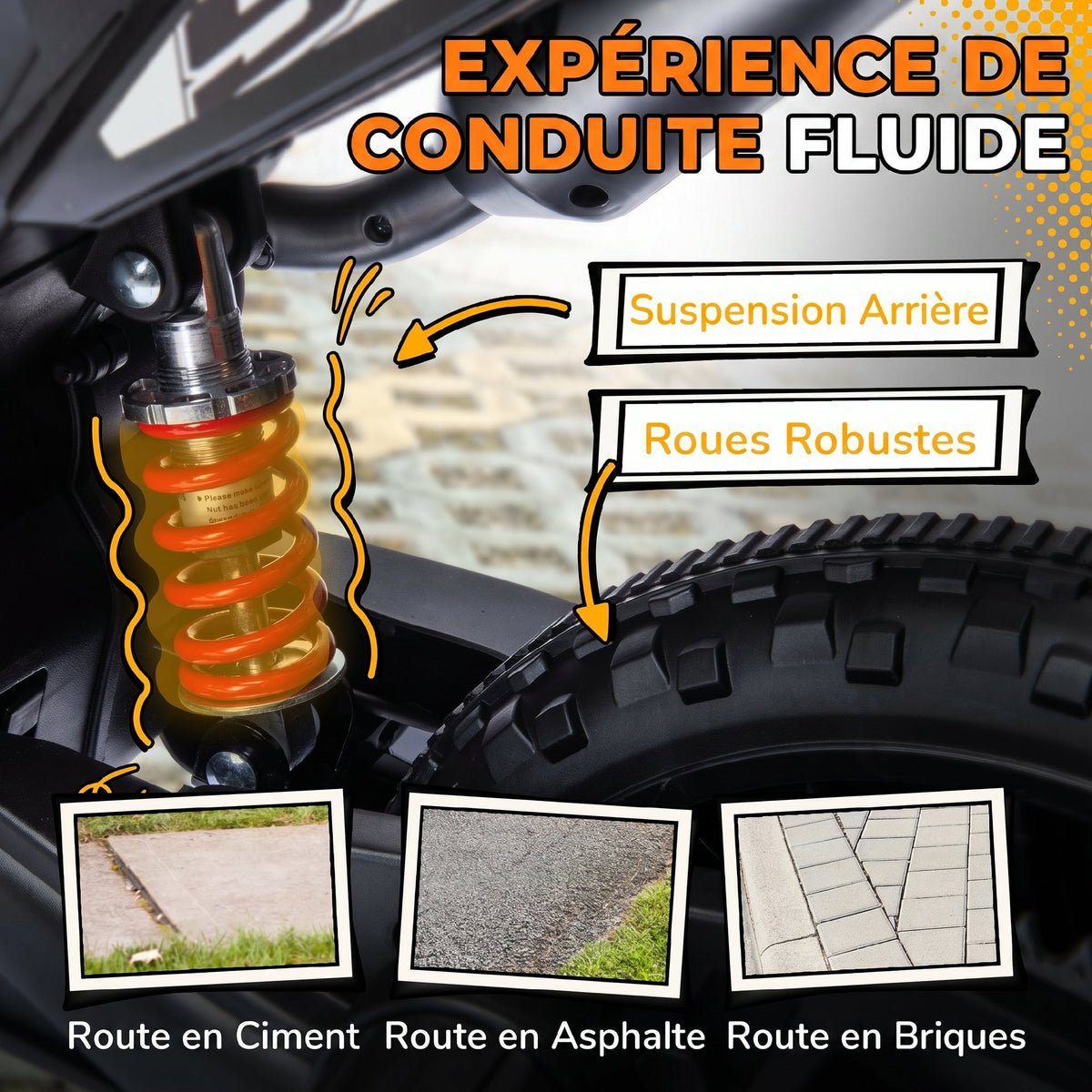 Moto électrique enfants sous licence Aprilia avec 2 moteurs 12V, roues d'entraînement, lumière LED, musique - jaune-6