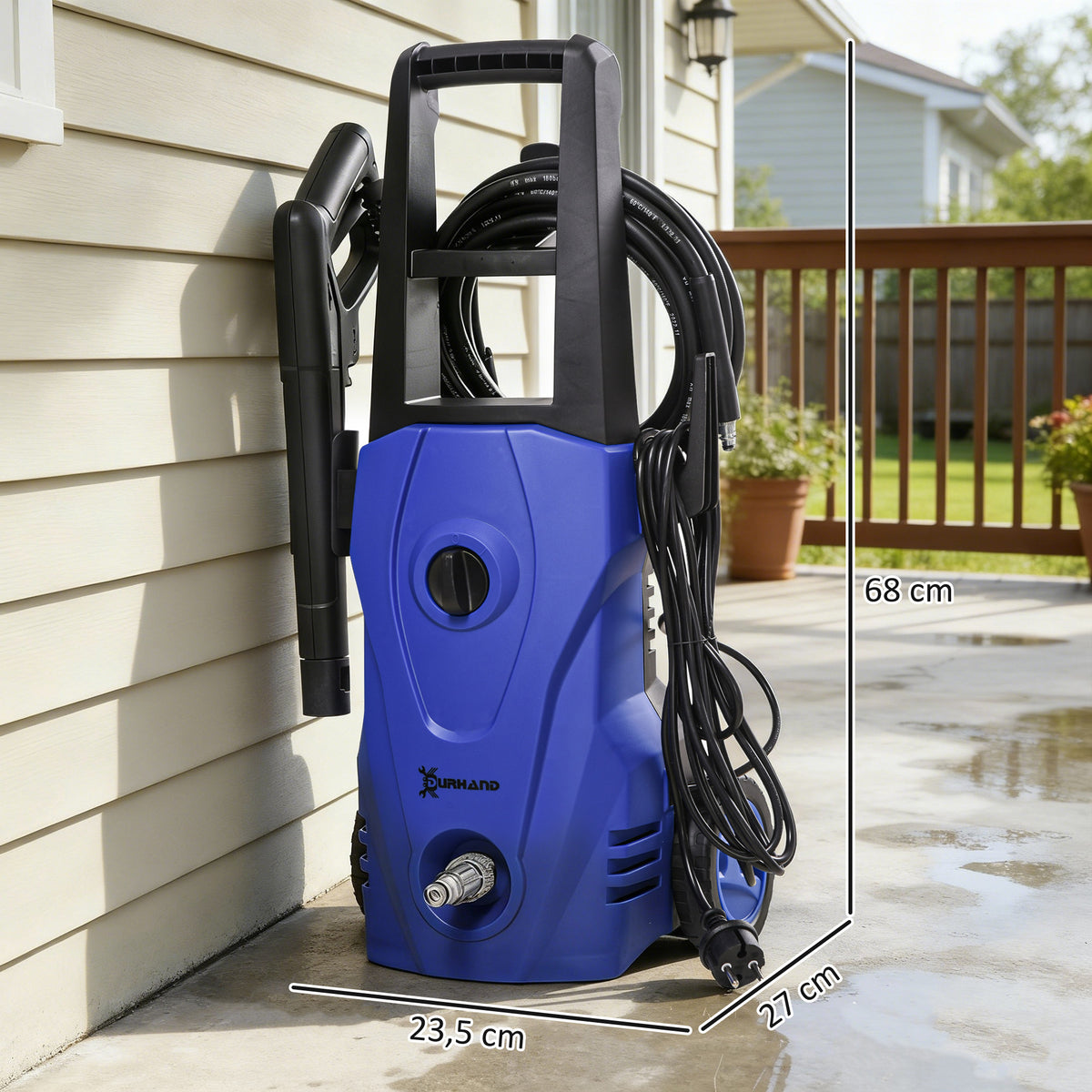Nettoyeur Haute Pression 1600W, Débit 432 L/h, Pompe en Aluminium 130 Bars, Tuyau 6m, Flacon de Savon, Bleu-2