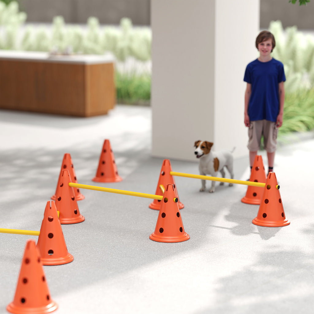 Ensemble d'Agilité pour Chien 6 Pièce, Parcours d'Obstacle hauteur réglable avec Sac de Transport, Orange-8