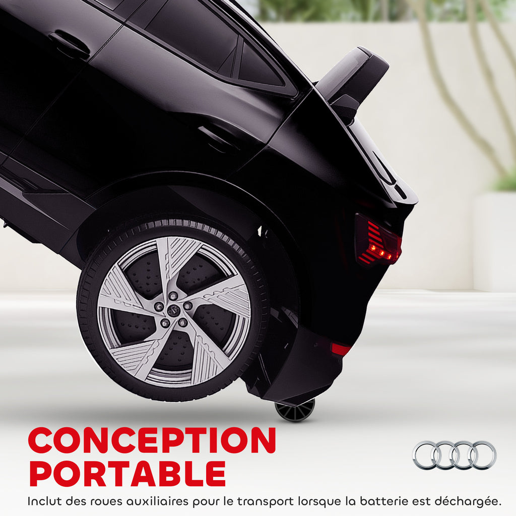 Voiture électrique enfants sous Licence Audi e-tron Sportback, véhicule électrique 12V Max. 5 Km/h avec télécommande 2,4G, phares LED, musique, klaxon, port USB, MP3, noir-5