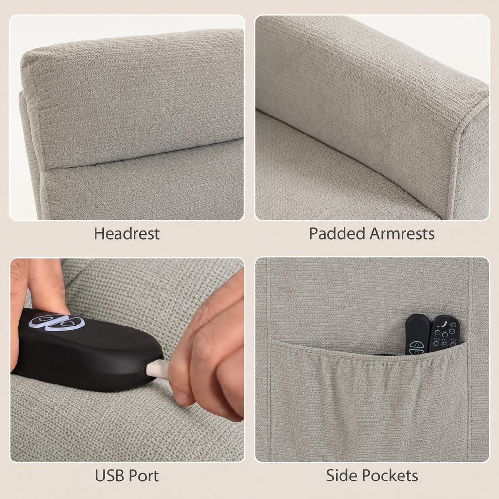 Fauteuil Releveur Électrique Massage Vibration et Chaleur, Fauteuil Relax Électrique, Dossier Inclinable, Chenille, Gris-7