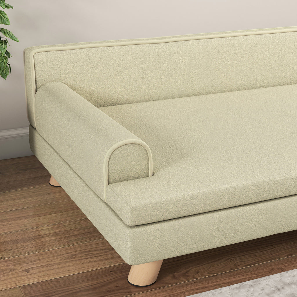 Canapé pour chien chat design scandinave coussin moelleux amovible pieds bois massif 100 x 62 x 32 cm beige-7