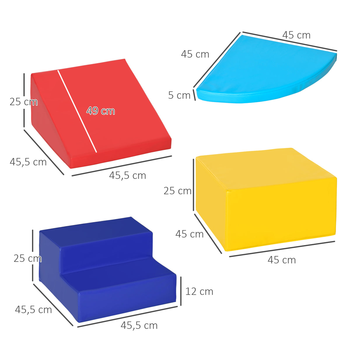 4 Blocs de construction XL - modules de motricité - jouets éducatifs - parcours motricité enfant mousse EPE polyuréthane, bleu, jaune, rouge-2