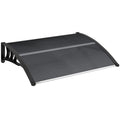 Auvent de porte d'entrée, toit marquise de porte exterieur en polycarbonate et aluminium résistante 100 x 75 cm noir-0