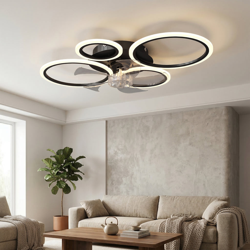 Ventilateur de plafond avec lumière et télécommande, plafonnier ventilateur 77 cm avec 6 vitesses, noir-8