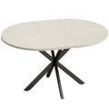 Table à manger extensible ovale pour 4 à 6 personnes, table de cuisine avec rallonge 100-135 cm, effet pierre grise-0