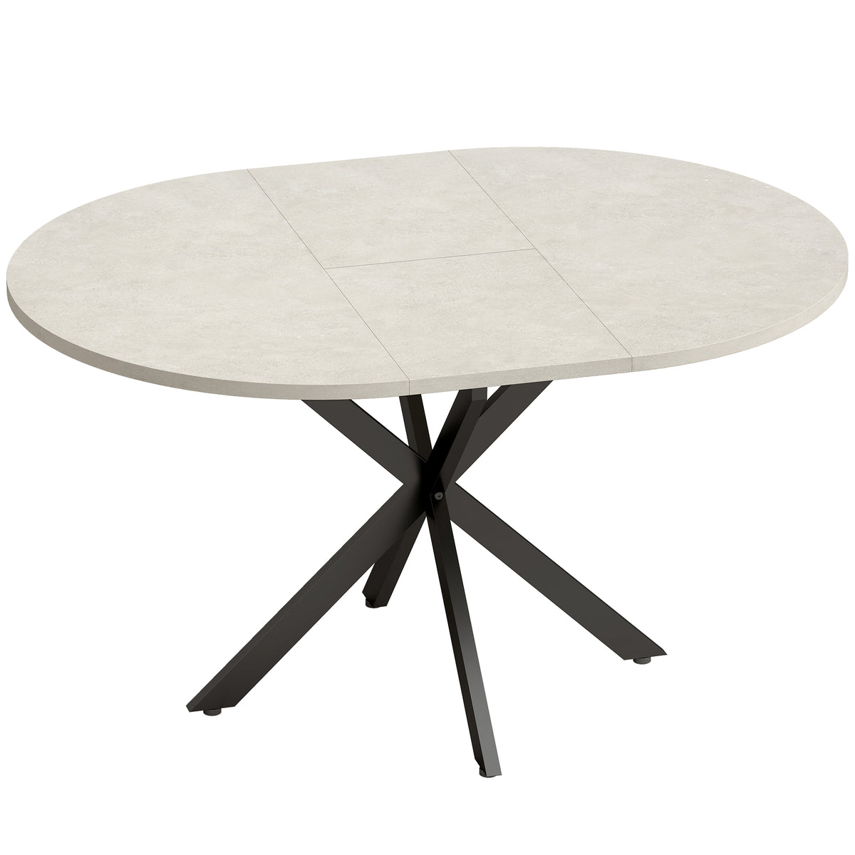 Table à manger extensible ovale pour 4 à 6 personnes, table de cuisine avec rallonge 100-135 cm, effet pierre grise-0