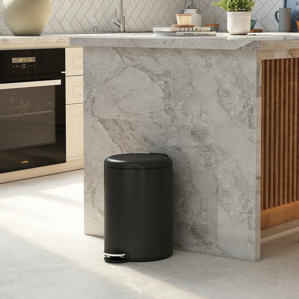 Poubelle de Cuisine 20 L en Métal, Poubelle à Pédale avec Couvercle à Fermeture Douce et Seau Amovible, Noir-1