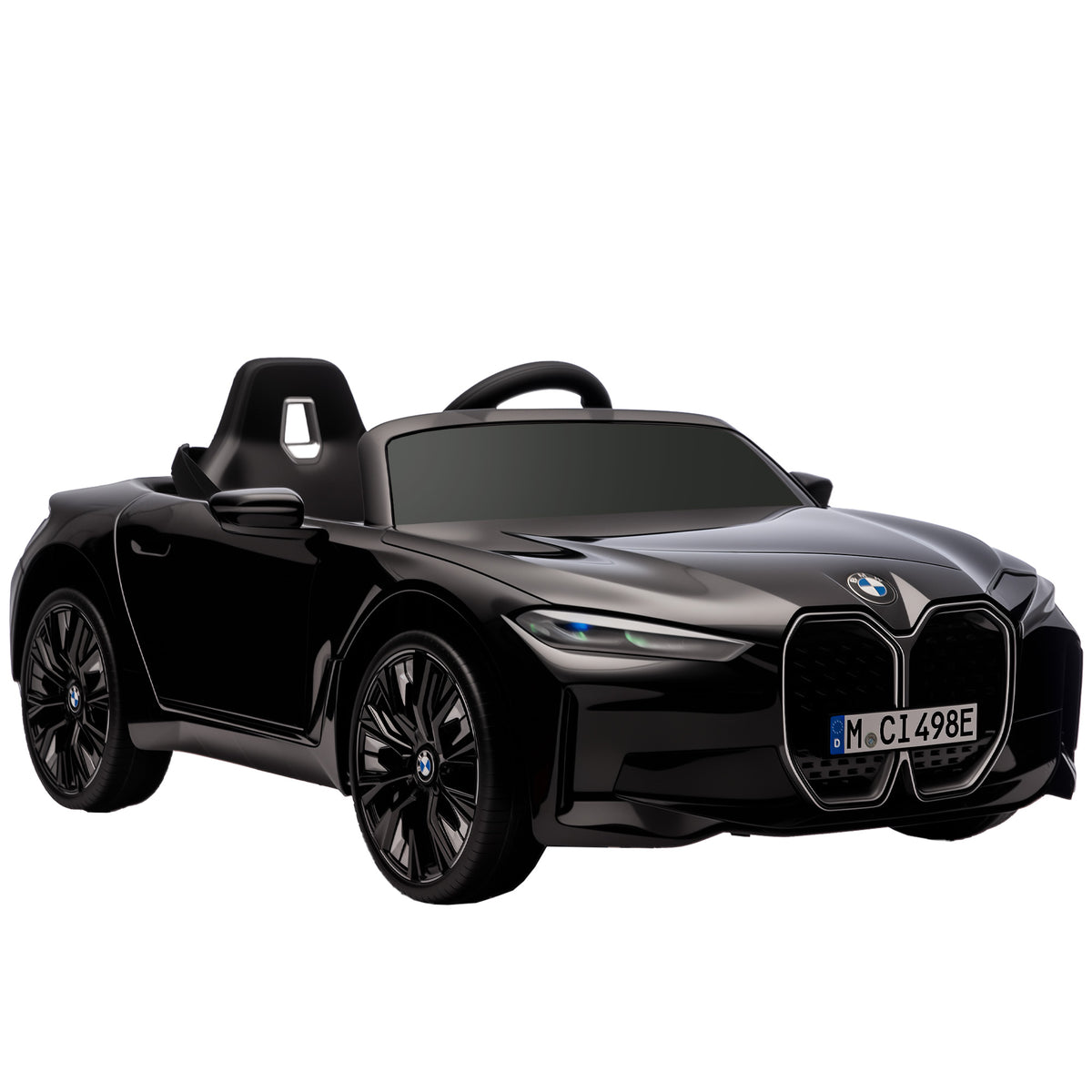 Voiture électrique pour enfants licence BMW I4 12V avec télécommande MP3 Musique Lumières et Ceinture 115x67x45 cm Noir-0