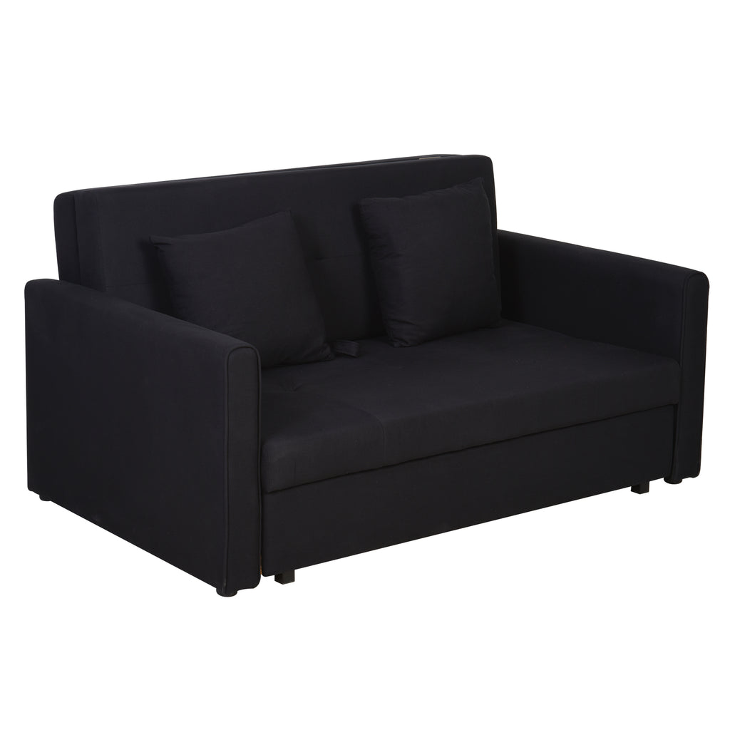 Canapé-lit 2 places convertible 2 en 1 avec 2 coussins et coffre de rangement intégré 152 x 101 x 81 cm gris foncé-0