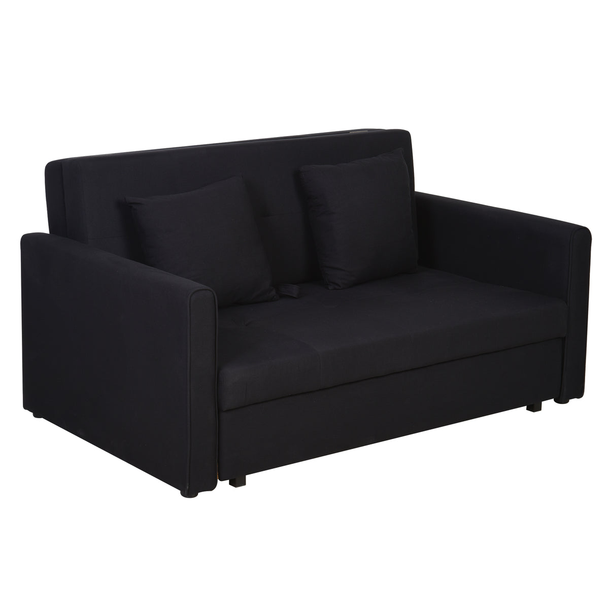 Canapé-lit 2 places convertible 2 en 1 avec 2 coussins et coffre de rangement intégré 152 x 101 x 81 cm gris foncé-0