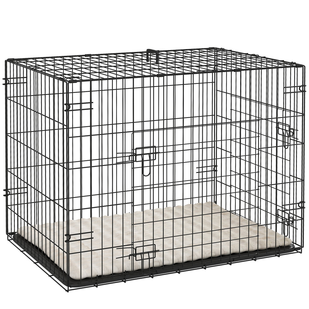 Cage pour chien cage de transport pour chien pliable avec 2 portes plateau amovible coussin lavable 75x48,5x53cm noir-0