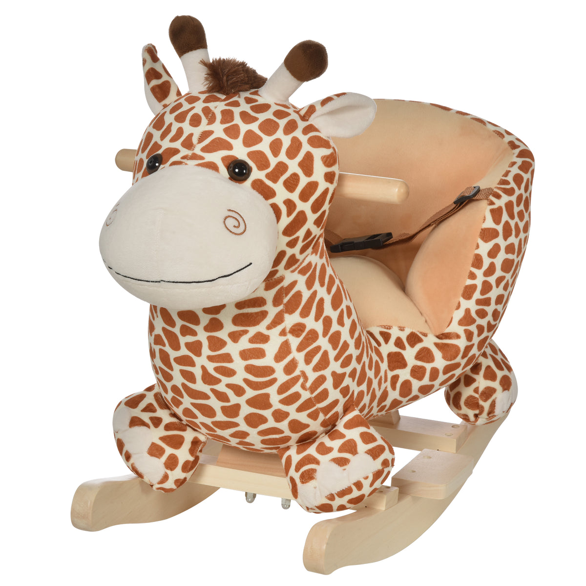 Jouet à Bascule modèle girafon Ceinture de sécurité Fonction Musicale 32 Pistes pour Enfant 18+Mois Marron Beige-0