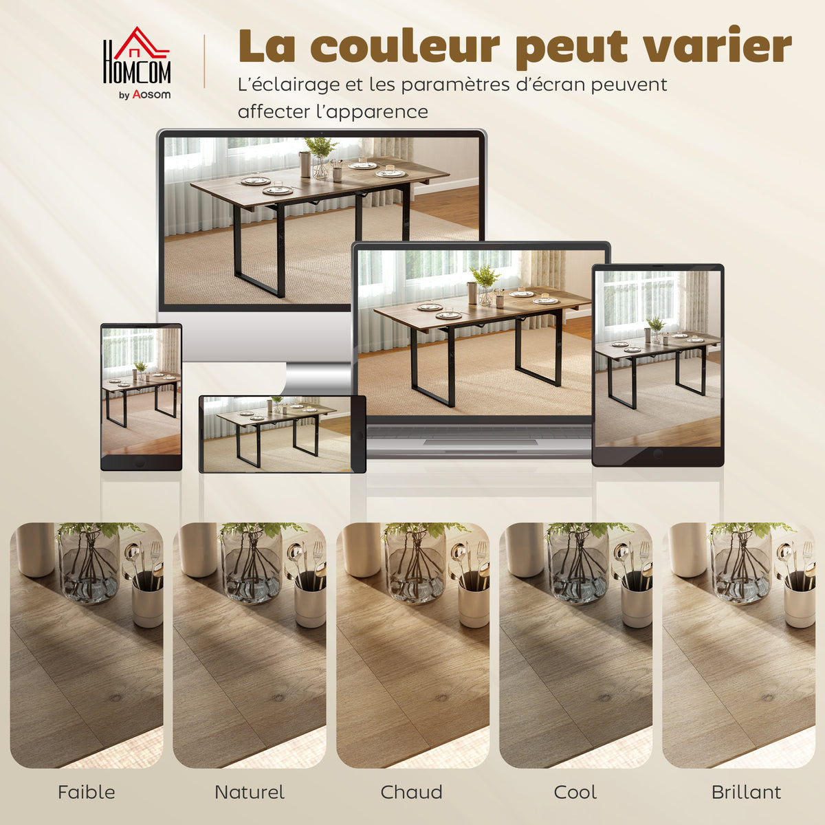 Table à manger extensible rectangle pour 6 à 8 personnes, table de cuisine avec rallonge 140-180 cm, effet bois naturel-8