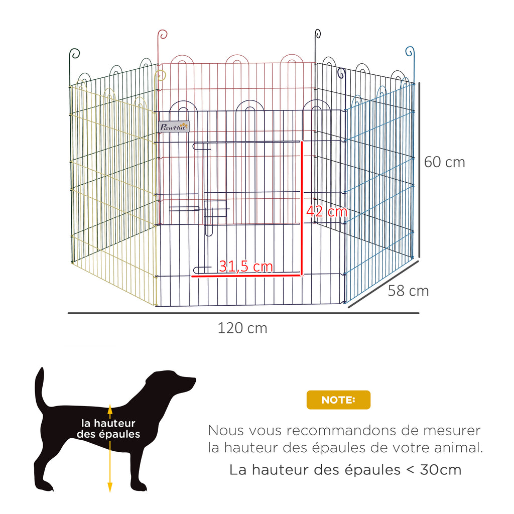 Enclos pliant en métal pour chiens lapins rongeurs petits animaux intérieur et extérieur 6 panneaux avec porte-2