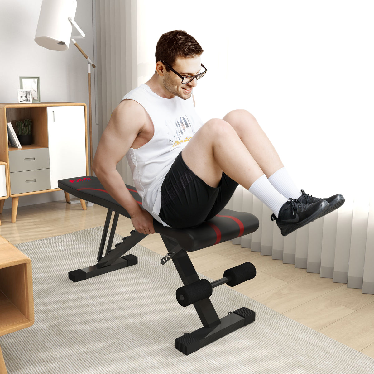 Banc de musculation pliable inclinable, banc réglable pour l'entraînement complet  82 x 35 x 42,5-107 cm acier noir-6