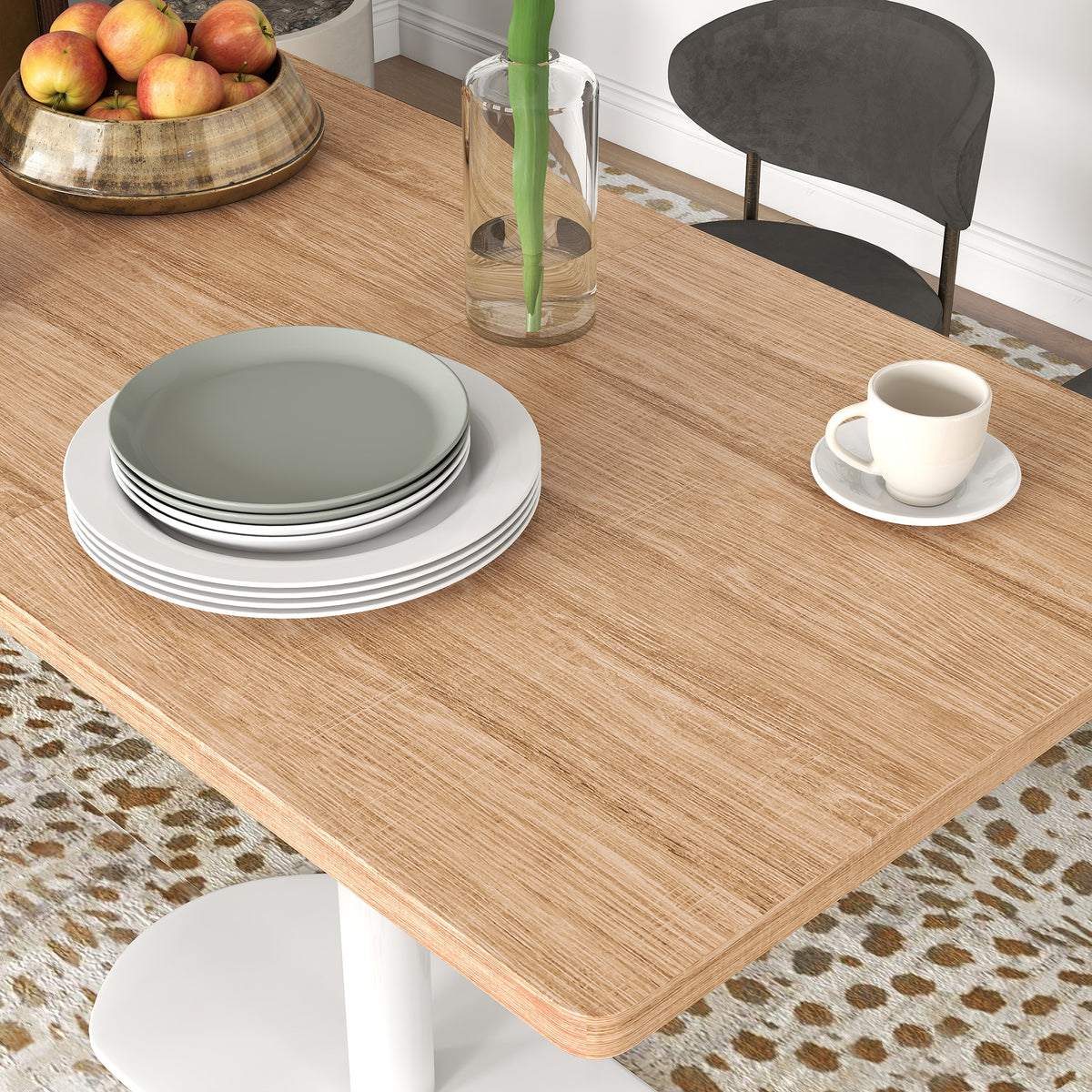 Table à manger rectangulaire pour 6 personnes, 120 x 70 x 75 cm, table de cuisine piétement et plateau épais chêne blanc-8