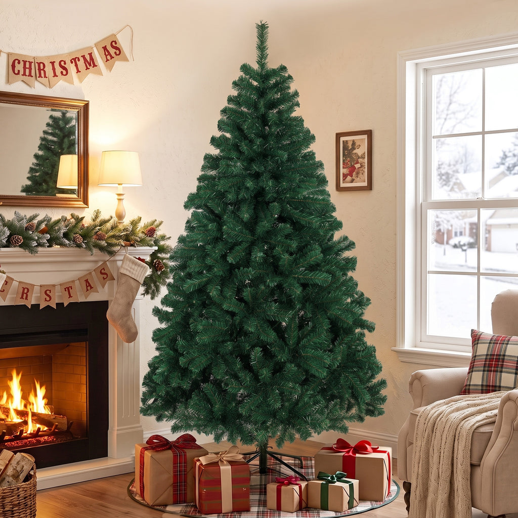 Sapin de Noël Artificiel 180 cm, Arbre de Noël avec 700 Pointes de Branches Articulées, Support Pliable en Acier, Vert-1