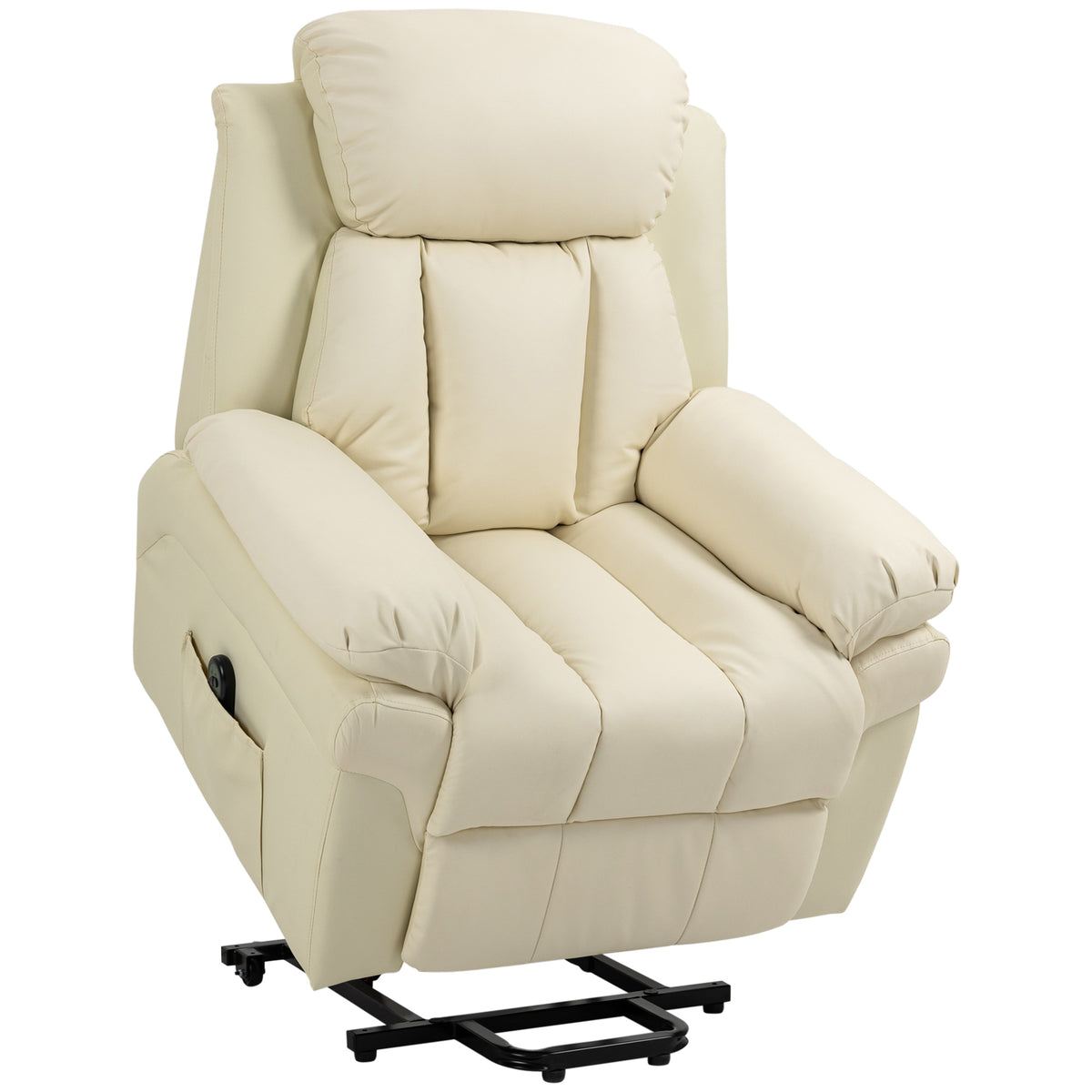 Fauteuil de Relaxation électrique Fauteuil releveur inclinable avec Repose-Pied Ajustable revêtement synthétique Crème-0