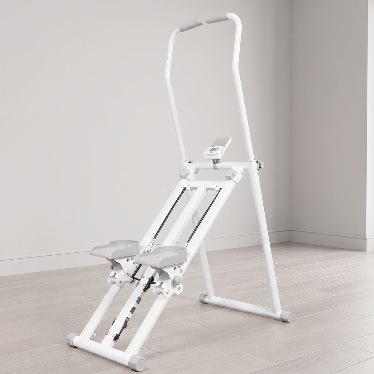 Stepper d'Escalier Pliable, 3 Niveaux de Résistance, Hauteur Réglable, Écran LCD, Charge 150 kg, 90x50x133cm, Blanc-1